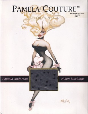 Nylonstrümpfe SECRETS IN LACE (Pamela Anderson 2011) schwarz. Klein. Punktstrümpfe.