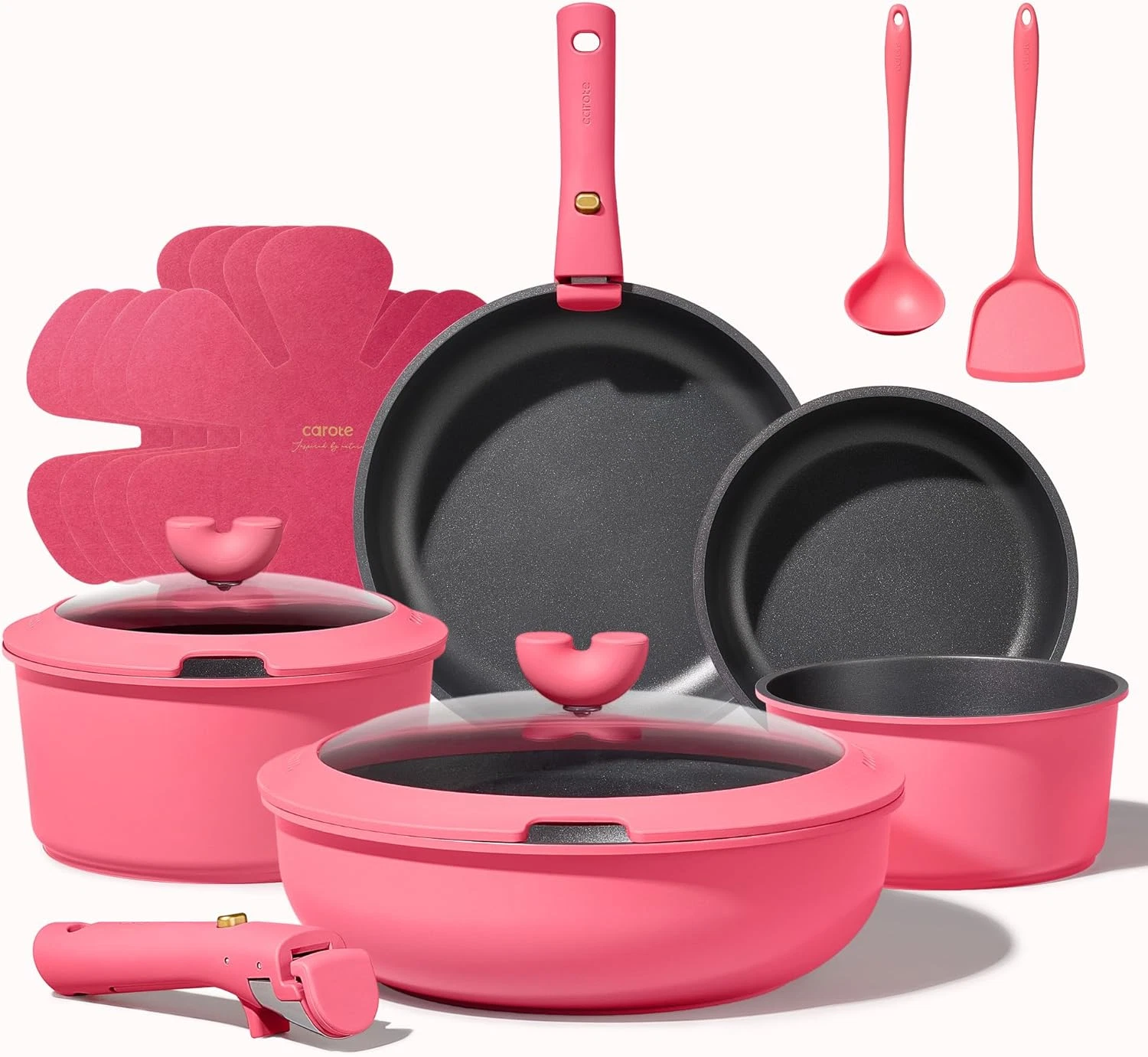 15-Piece Non-Stick Cookware Set with Detachable Handle, Induction Safe