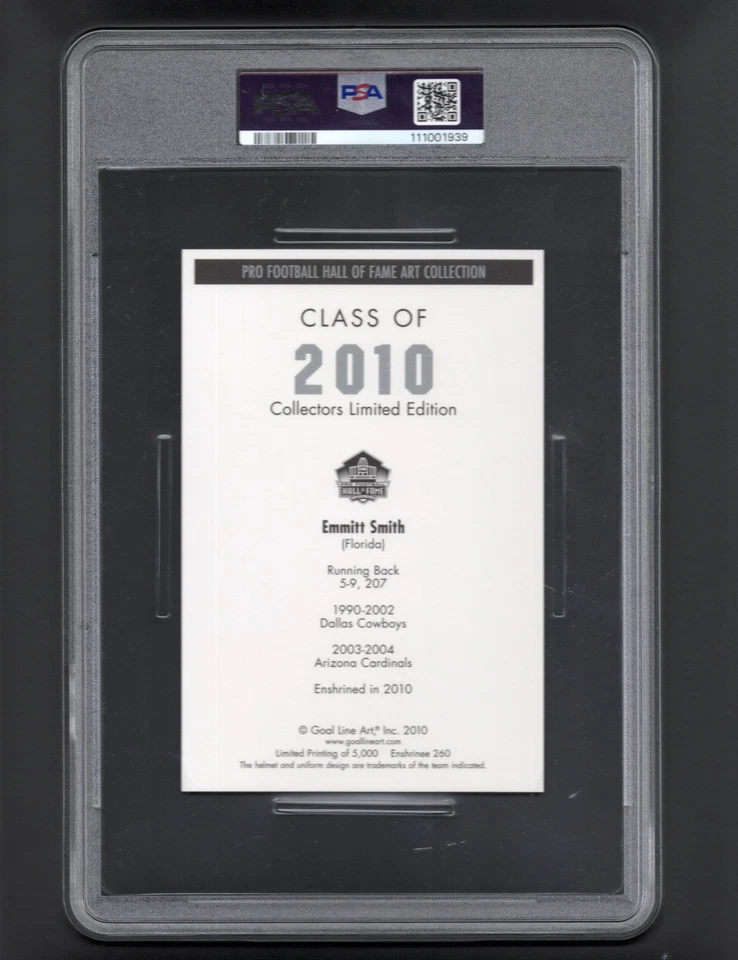 Emmitt Smith #260 Goal Line Art HOF Class of 2010 PSA 10 GEM MINT – Cowboys HOF - Image 3 of 3