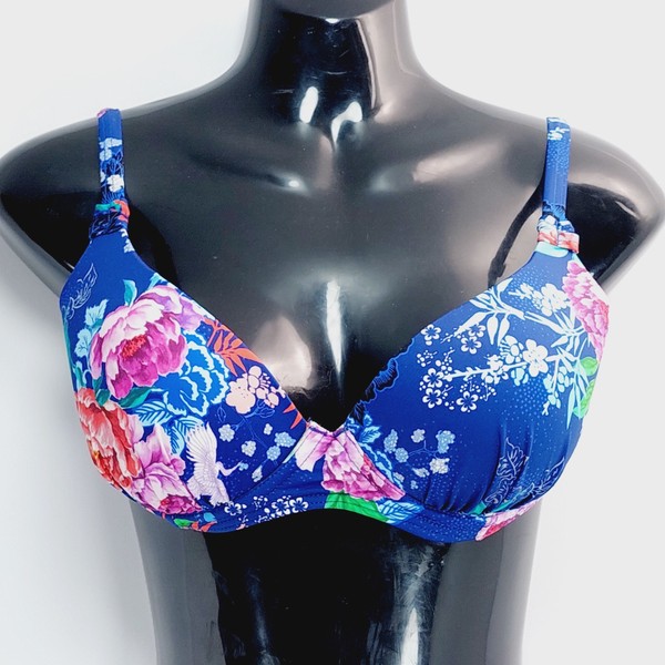 SunSoaked Push Up Bikini Top Womens Size 8 Floral Blue Beach Multicoloured