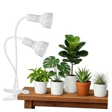 LED Grow Light, Dual-Head 5000K White Full Spectrum Clip-on Gooseneck 24 Watts