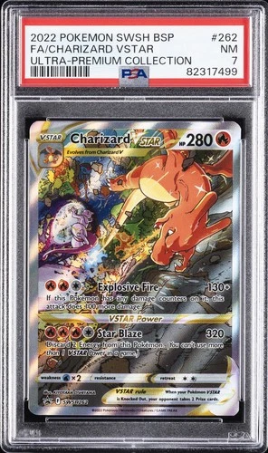 2022 POKEMON SWSH BLACK STAR PROMO #262 FULL ART/CHARIZARD VSTAR PSA 7
