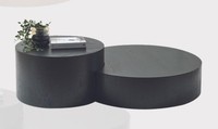 Modernes Schwarzes Couchtisch-Set Designer Rund Kaffeetisch Beistelltisch