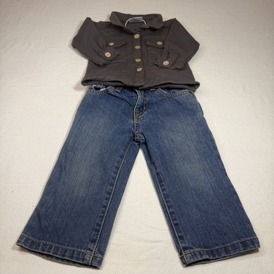 Mebie Baby Button Up Collar Long Sleeve 18m & Children s Place Blue Jeans 18m
