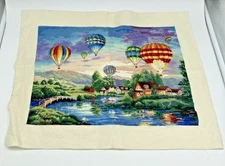 Completed Dimensions Gold Cross Stitch Hot Air Balloon Glow Unframed 20 x 16 VTG