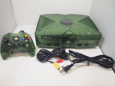 Original Xbox Halo Special Edition Green Console w/ Controller and Cables Tested