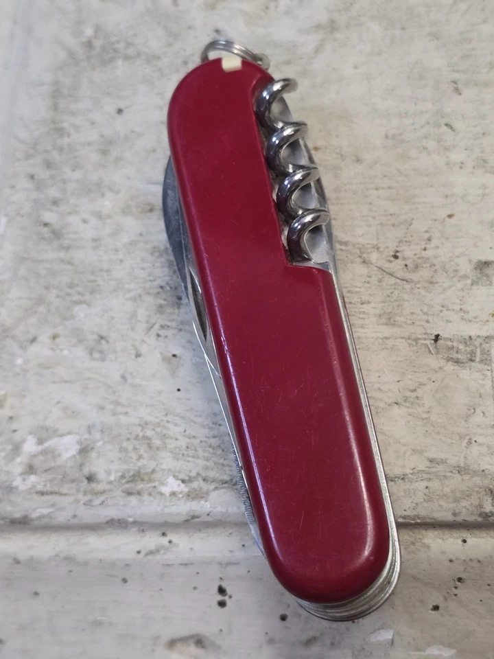 Red Swiss Army knife multi tool compact foldable tactical pocket knife - Image 3 of 4