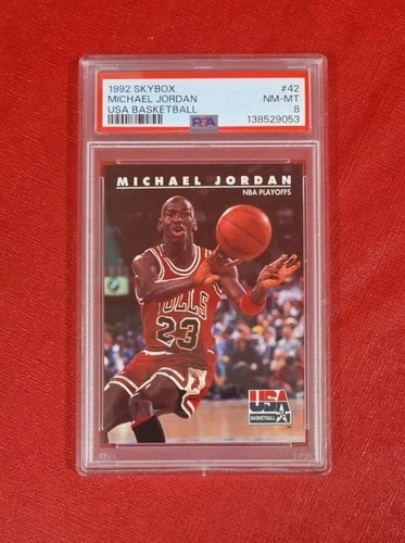1991-1992 Skybox #42 Michael Jordan  USA Basketball Chicago Bulls NBA Card PSA 8