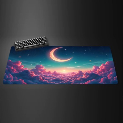 Desk Mat, Mouse Pad, Keyboard Mat, Desk Pad; Sky, Moon Design
