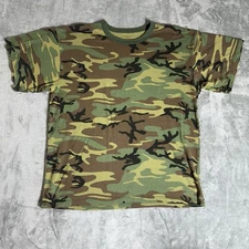 Rothco Camo Shirt Mens 2XL Camouflage Camo Tee Woodland Military Outdoor Hunting