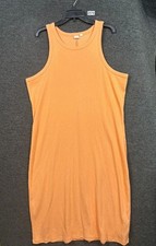 Gap Fitted Sleeveless Rib-Knit Midi Sweater Dress Womens Size XXL Icy Orange
