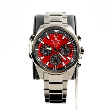 Bulova 98B350 Marine Star Men's Watch Gray IP Case With Red Dial 43mm Six-hand