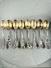 Reed & Barton 925 Sterling Silver 8pcs Set Of Harlequin Floral Demitasse Spoons