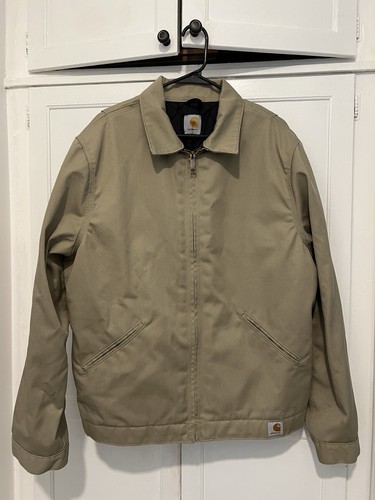 VTG Carhartt Jacket Mens L Quilt Lined Bomber Work Grunge Khaki Tan Y2K J293 KHI