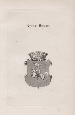 1830 Hemau Stadt Bayern Wappen Kupferstich coat of arms engraving