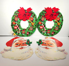 Eureka Christmas Cardstock Die Cut Wall Window Decorations Santa Wreaths QTY 4