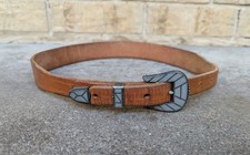 Early '50s Zuni Sterling Silver Gems Flush inlay Ranger 3 Pc Belt Buckle Set EUC