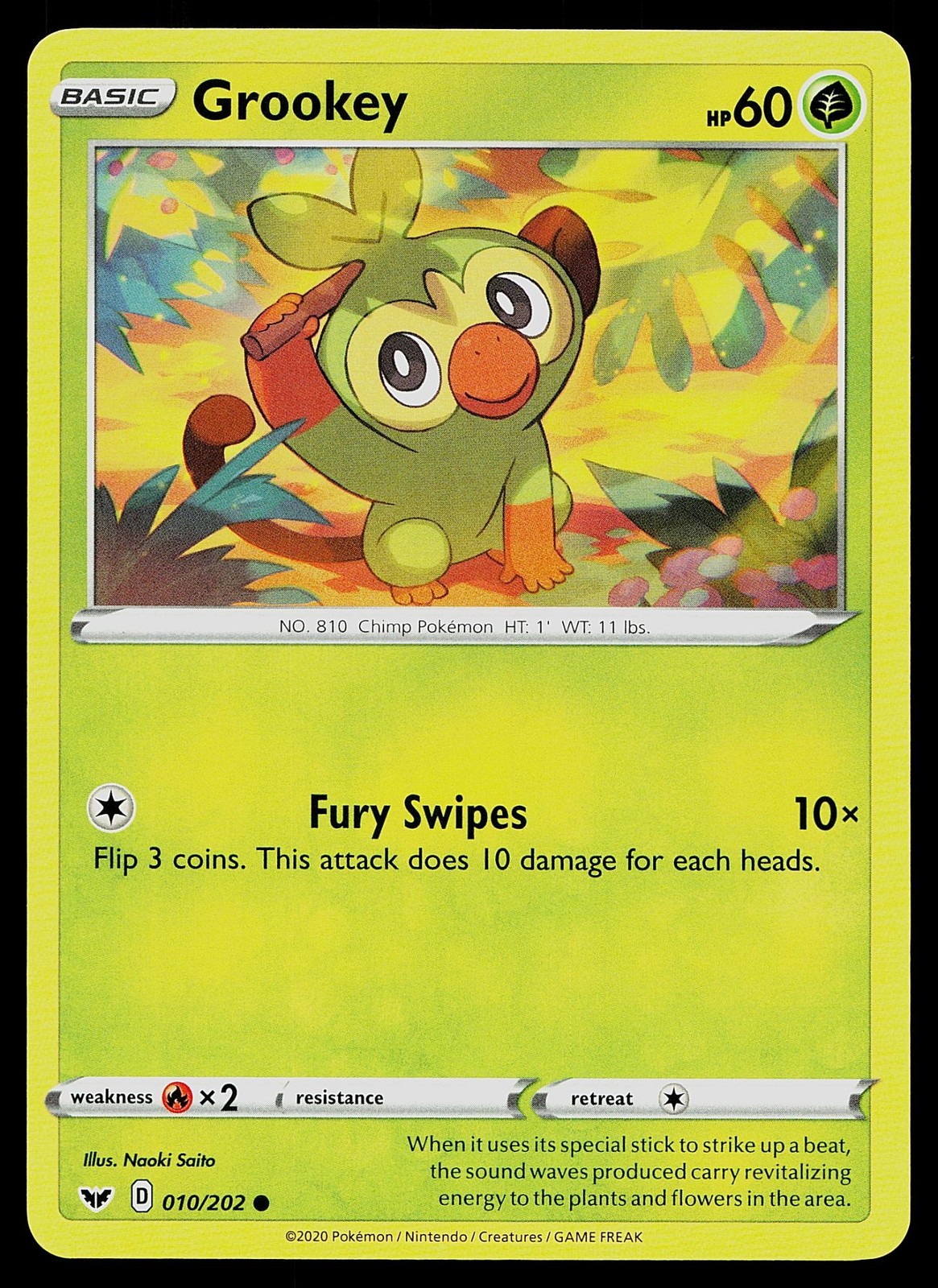 Pokemon Card Sword & Shield Grookey 010/202 Common