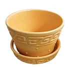 VINTAGE McCOY POTTERY YELLOW GREEK KEY HOBNAIL DOT FLOWER POT 6 INCH 1950s USA