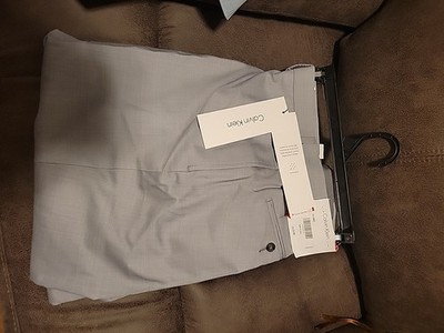 Premium Men's Calvin Klein 70% Wool Suit Pants, Light Gray Size 40x32