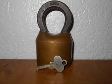 Antique Segal 4" Brass Key Lock w/Key