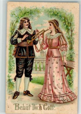 39603101 - With Young Lady In The Park Behuet Dich Gott Lithograph A.S.B. 221