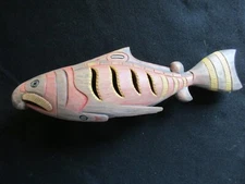 NORTHWEST COAST SALMON RATTLE, VINTAGE CEREMONIAL EFFIGY RATTLE, WY-0822*02461B