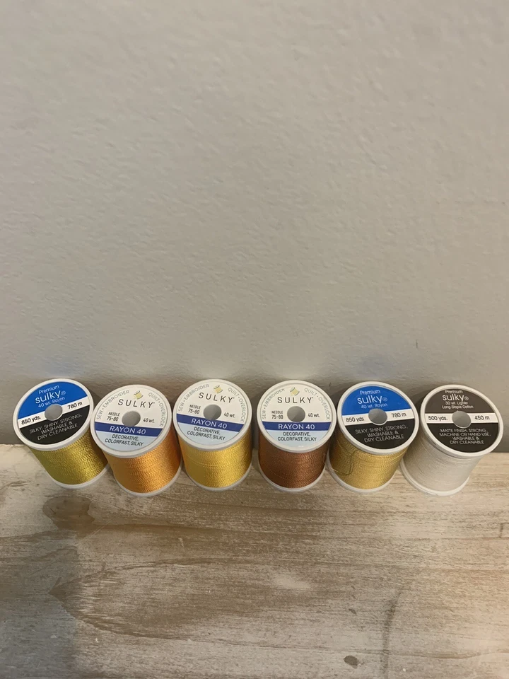 Sulky Premium 40 wt Rayon Cotton Thread 850 yard Spools Fall Golden Colors - Image 2 of 3