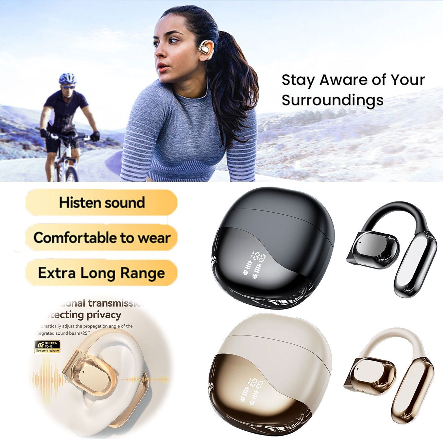 For Samsung Galaxy S10 5G/S10+/S10E Open Ear Headphones Bluetooth Earbud Headset