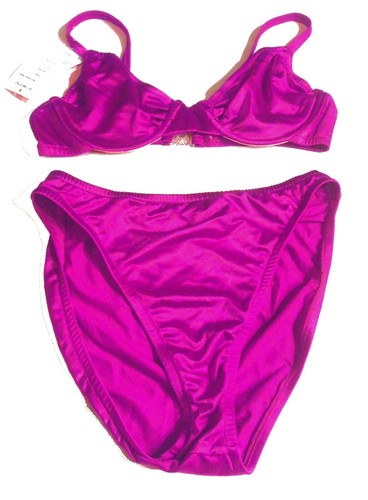 Fresh Peaches Metallic Crimson Underwire Bikini Swimsuit Size Medium