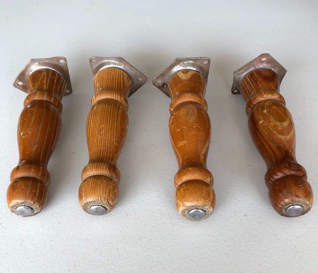 VINTAGE WOOD WOODEN TABLE LEGS with BRACKETS 4 EACH eBay