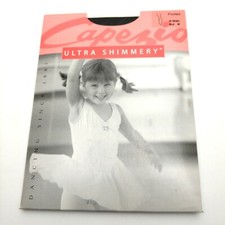 Capezio Ultra Shimmery Footed Black Ballet Dance Tights New Girls Medium