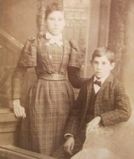 Victorian Antique Cabinet Card Photo of Brother and Sister Children Siblings