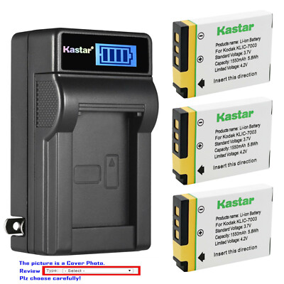 Kastar Battery LCD Wall Charger for Kodak KLIC-7003 Kodak EasyShare M381 Camera