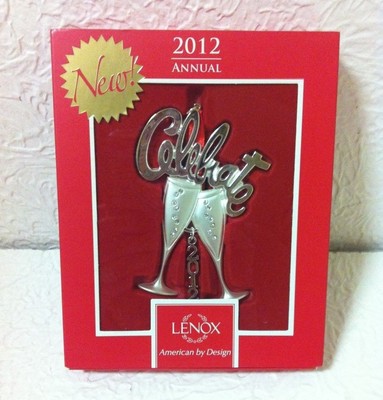 LENOX 2012 CELEBRATE TOASTING FLUTES ANNUAL ORNAMENTS NEW IN BOX