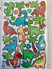 Glitter Dinosaur Dino Scrapbook Stickers Papercraft Planner Supply Party Seals 