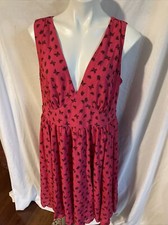 Torrid Flirty Cute Hot Pink with Black Butterfly Empire Chiffon Dress size 14