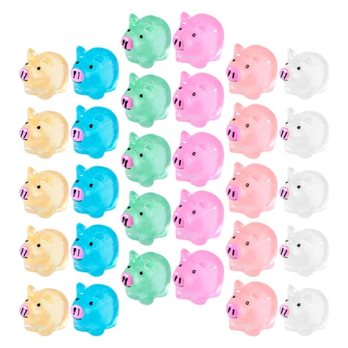 30PCS Mini Pig Resin Animal Charm Ornaments Glow in The Dark Decor DIY Craft Toy - Picture 8 of 13