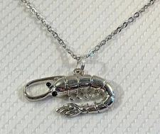 Shrimp Sea Life Silver Necklace 20” Stainless Coastal Jewelry NEW