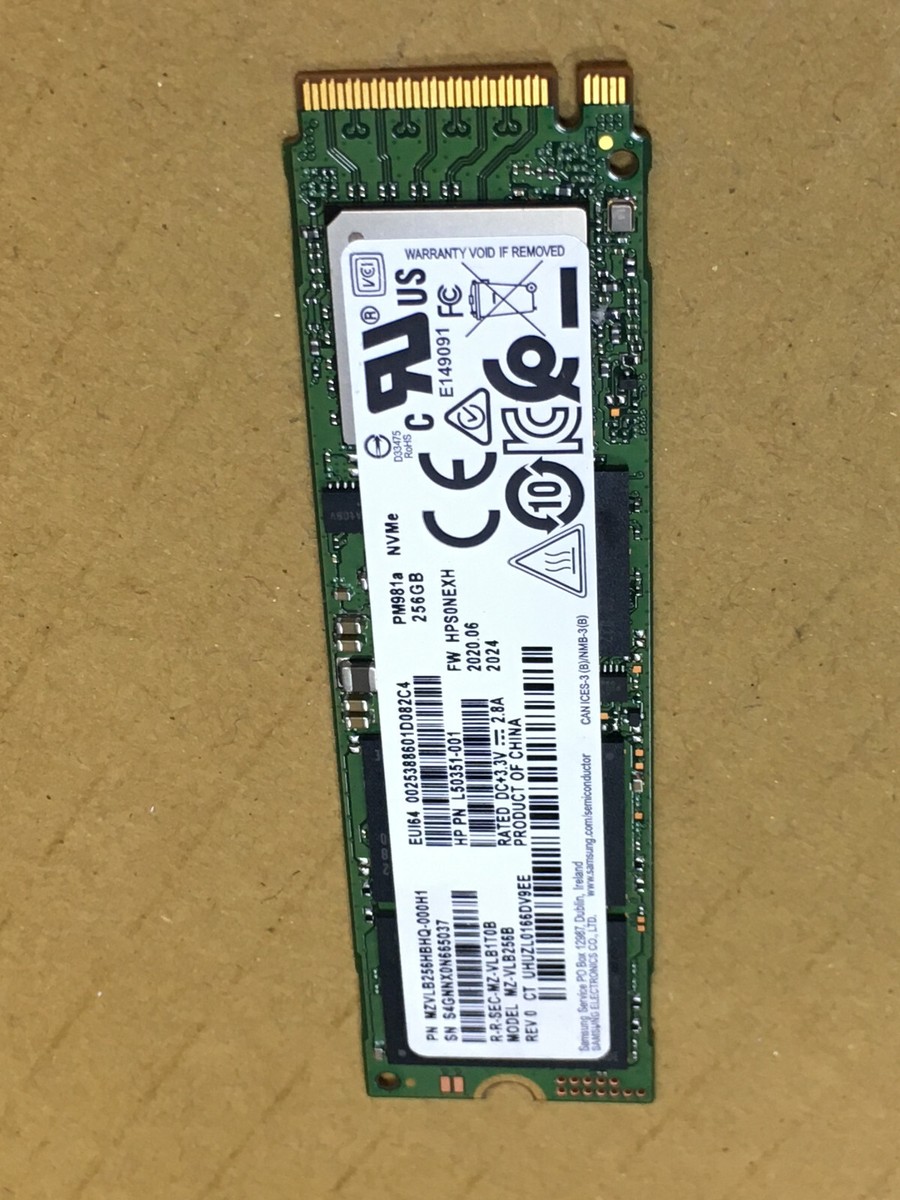 Samsung MZ-VLB256B 256GB M.2 2280 PM981a NVMe PCIe Gen3x4
