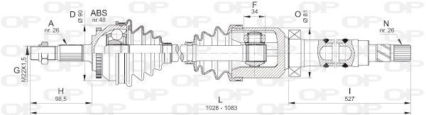 Cardan avant droit Volvo 850 anti vibration arbre de transmission renforcé