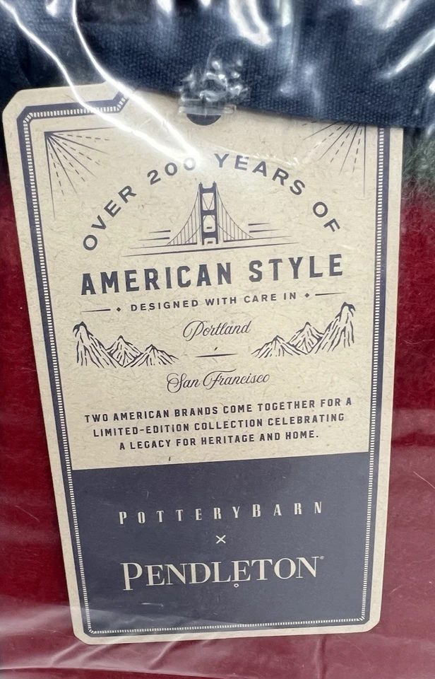 Pendleton Pottery Barn rojo Yakima piel sintética espalda rayas 60 x 80 tiro americano Foto 4 de 4