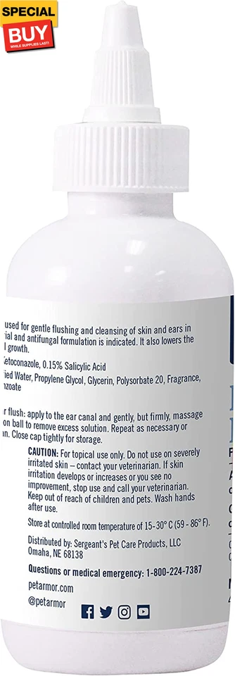 Ear Rinse for Dogs & Cats, 4 oz, Cleans Dirt, Yeast, Wax, and Bacteria from Pet' - Image 3 of 4