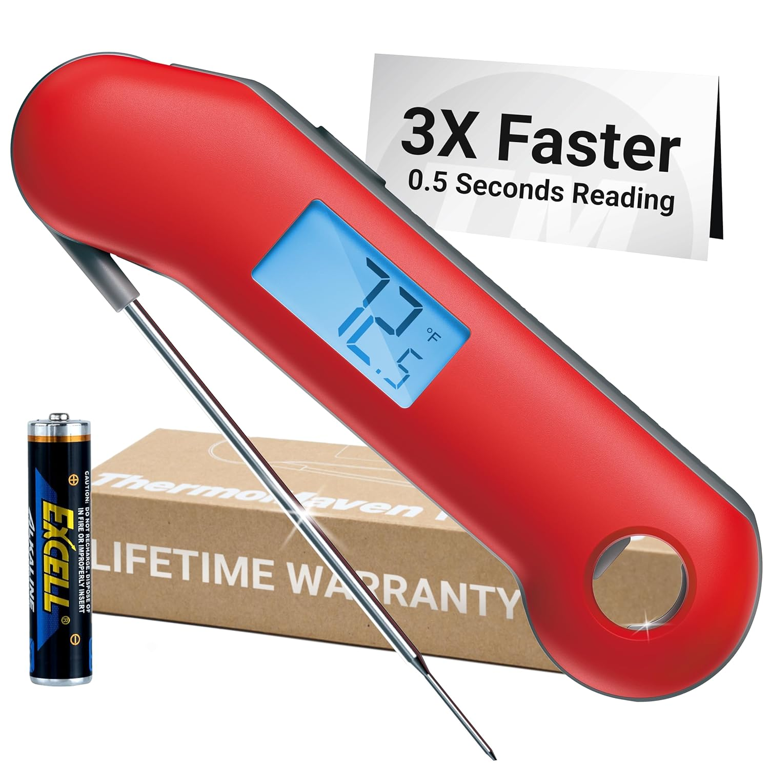Professionai Meat Thermometer Digital, 3X Faster 0.5 Sec Instant Read, NIST Cert-image