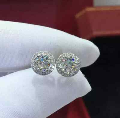 2.50Ct Lab Created Diamond Certified Flower Stud Earrings 14K White Gold Plated