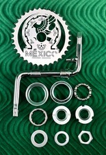 3 1/2" 1 PIECE CHROME BICYCLE CRANK W/ MEXICO TEAM STYLE SPROCKET & B.B.