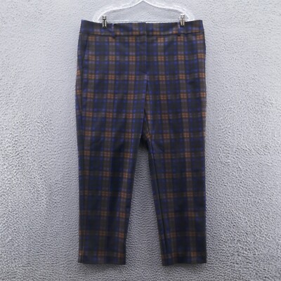Ann Taylor Womens Plaid Skinny High Rise Ankle Pants 16 Multicolor Stretch NEW