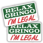 pair - Funny Mexican Hard Hat Stickers | Relax Gringo Im Legal Safety Decals MX