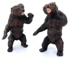 Elastolin Lineol 1930s Composite Fierce Bear x 2 Toy Figures Unsigned Vintage