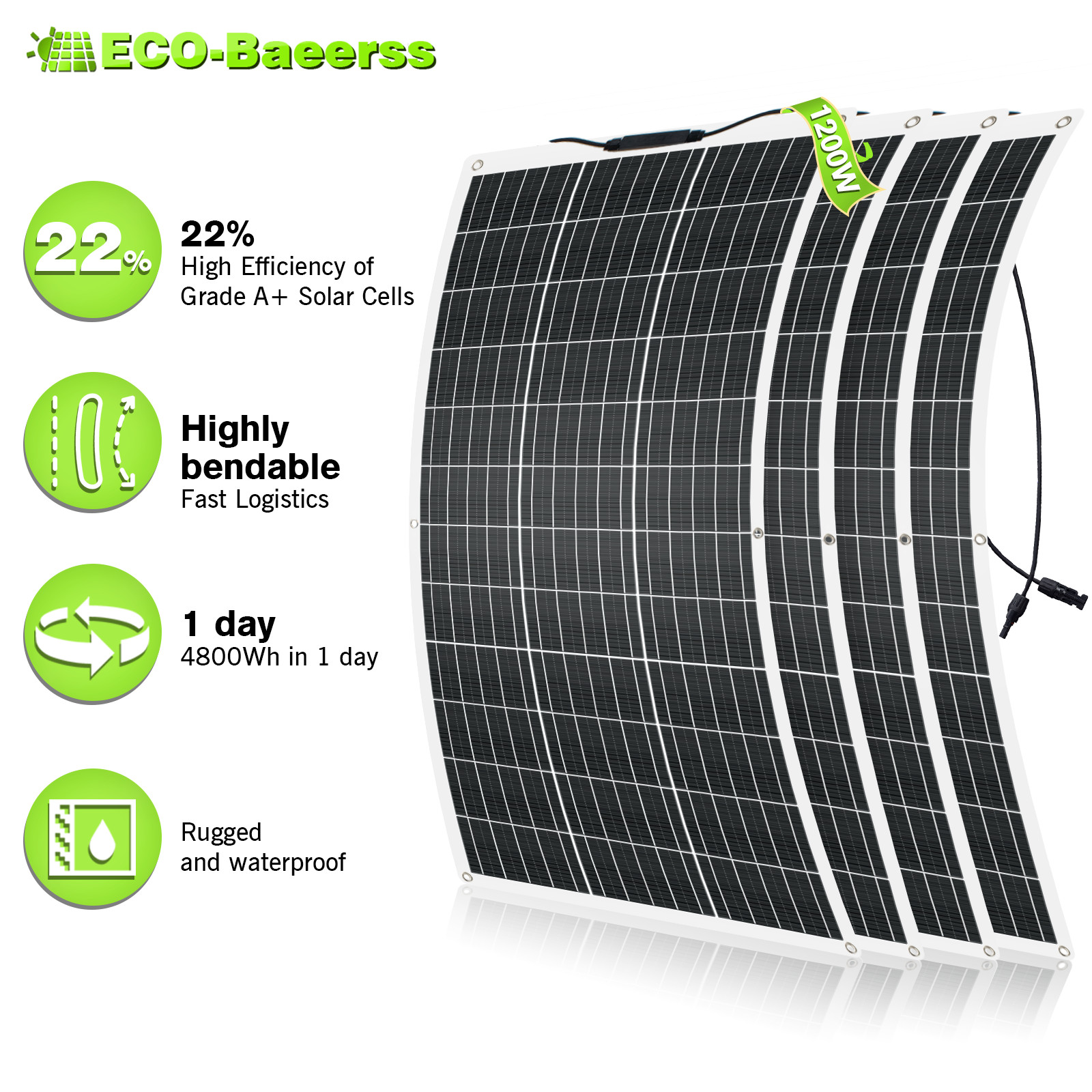 300W 900W Flexible Solar Panel Mono 12V Home RV Boat Camping